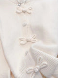 SHEIN JIANHU Spring Bowknot Knit Cardigan, Cropped Design For Petite Fit, Elegant And Versatile For A Stylish Look