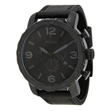 Fossil Nate Black Stainless Steel Black Dial Chronograph Quartz Watch for Men - JR1354