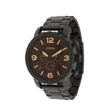 Fossil Nate Black Stainless Steel Brown Dial Chronograph Quartz Watch for Men - JR1356