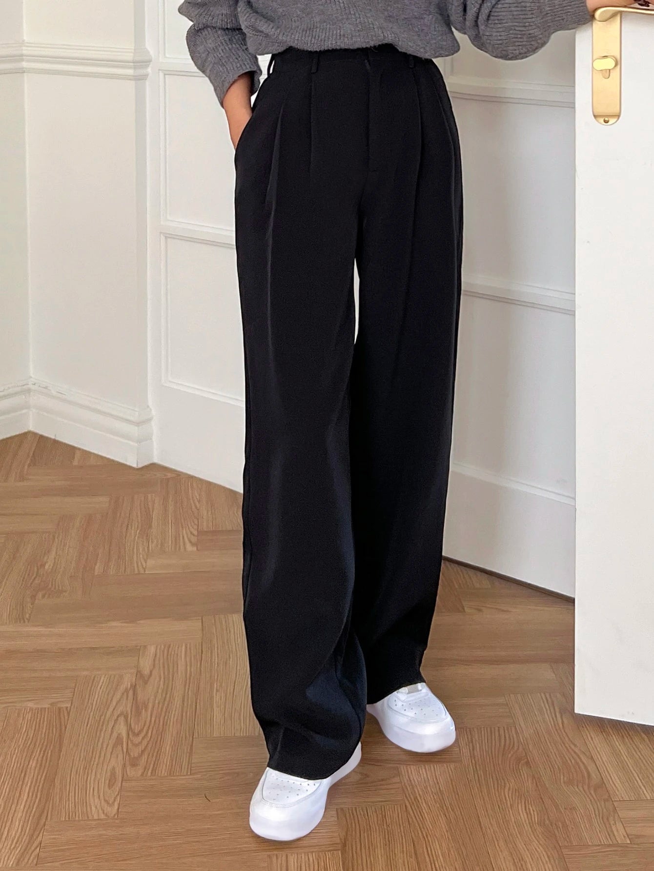  | SHEIN Joudiya Women's Casual Business Solid Color Straight Leg Pants,Women Dress Pants | Pants | Shein | OneHub