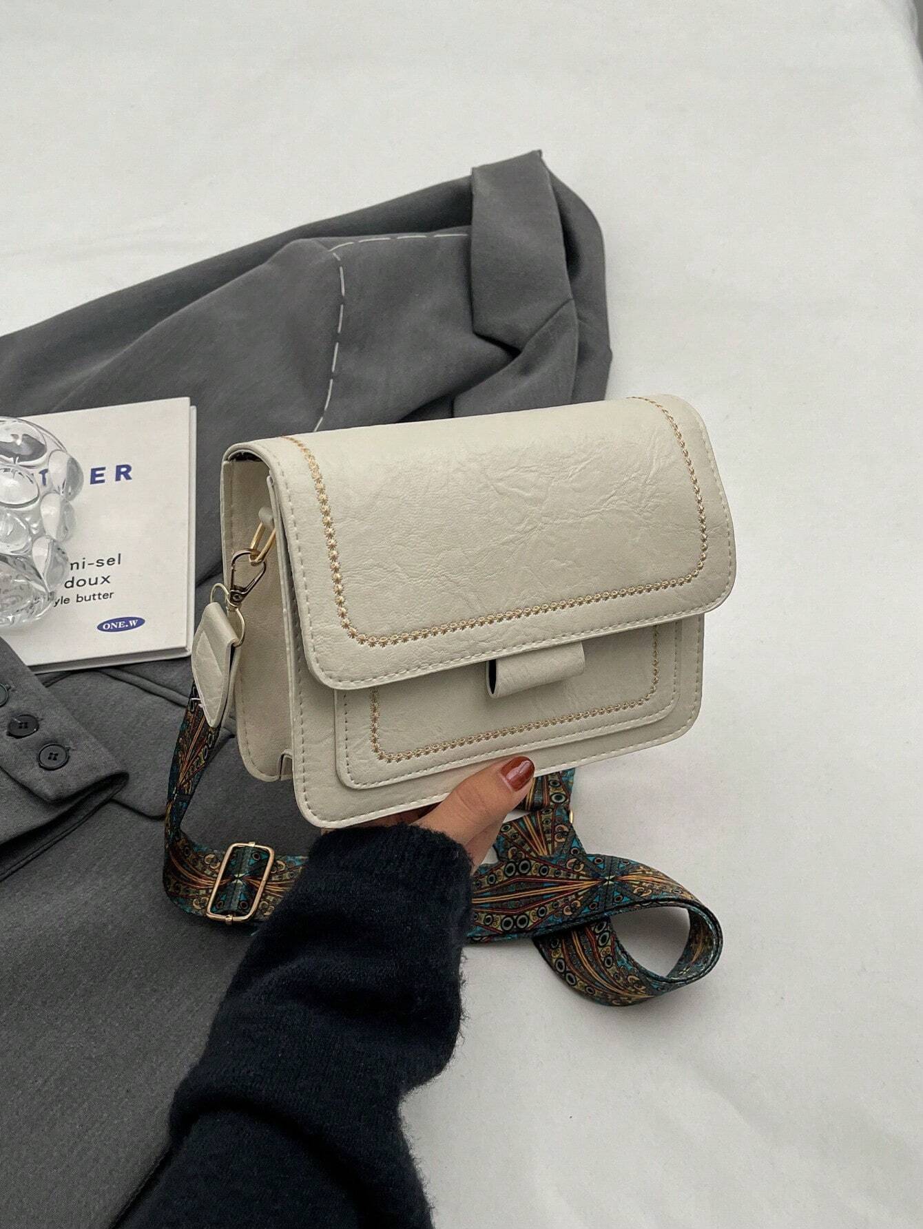 | SHEIN Korean Style Retro Simple Small Square Shoulder Bag For Women, Autumn And Winter 2023 New Arrival, Commuter Bag With Wide Shoulder Strap, Crossbody Bag | Bags | Shein | OneHub