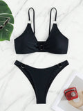  | SHEIN Ladies' Solid Color Circular Ring Connection Separated Swimsuit, 2pcs/Set | Lingerie | Shein | OneHub