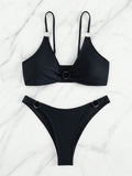  | SHEIN Ladies' Solid Color Circular Ring Connection Separated Swimsuit, 2pcs/Set | Lingerie | Shein | OneHub