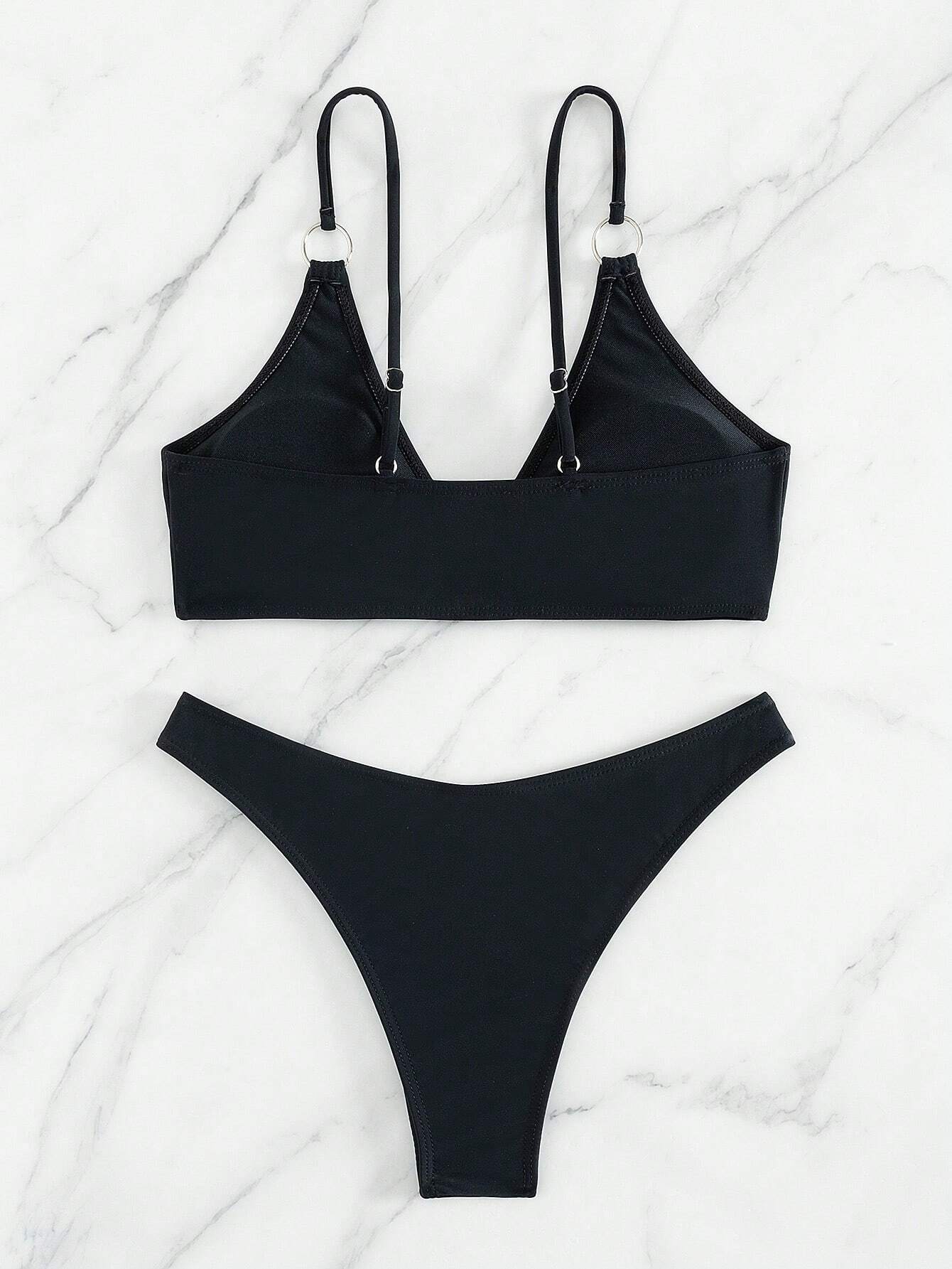  | SHEIN Ladies' Solid Color Circular Ring Connection Separated Swimsuit, 2pcs/Set | Lingerie | Shein | OneHub