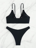  | SHEIN Ladies' Solid Color Circular Ring Connection Separated Swimsuit, 2pcs/Set | Lingerie | Shein | OneHub