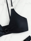  | SHEIN Ladies' Solid Color Circular Ring Connection Separated Swimsuit, 2pcs/Set | Lingerie | Shein | OneHub