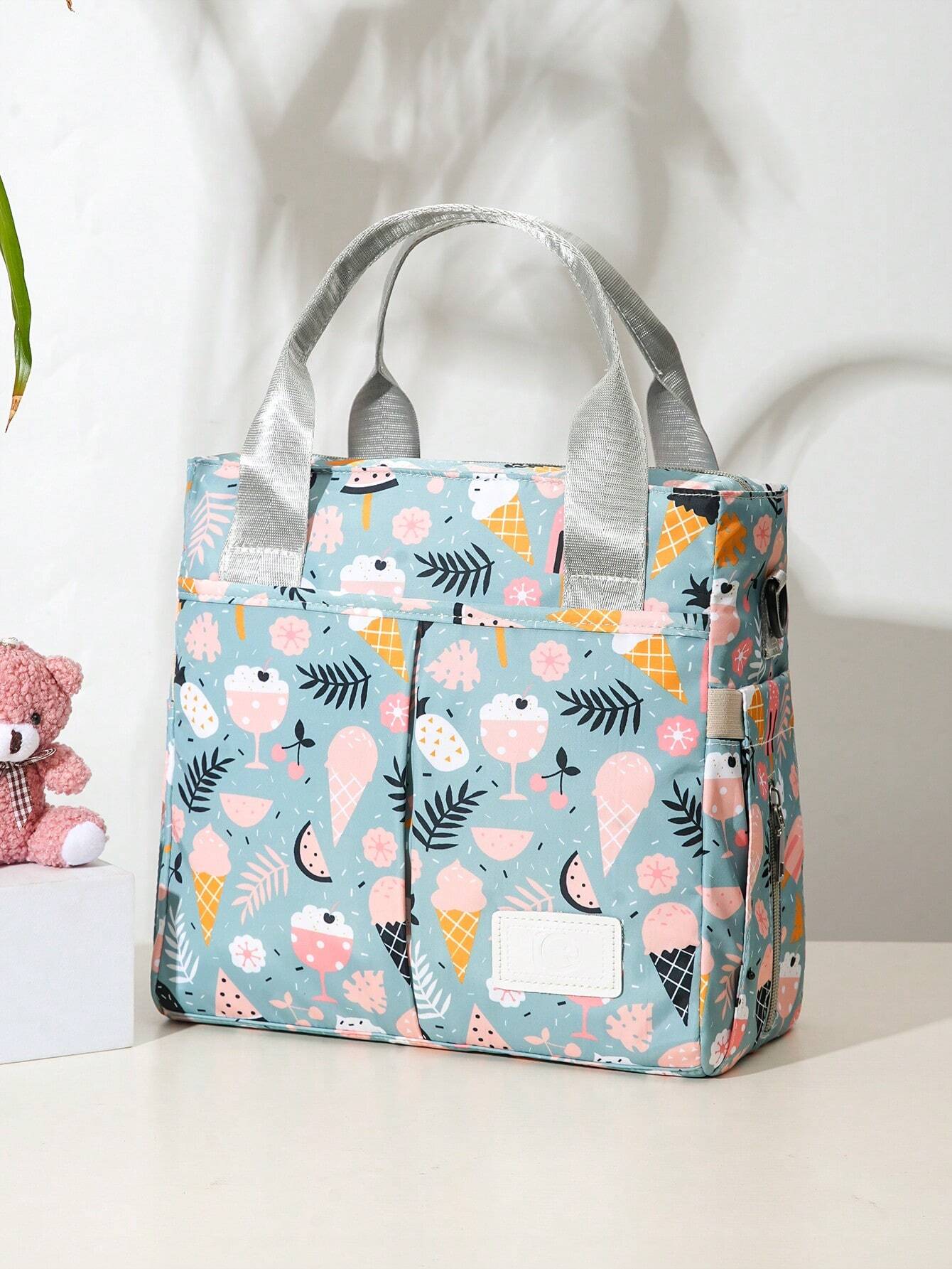  | SHEIN Large Capacity Printed Maternal And Child Bag, Handheld Baby Diaper Bag, Single Shoulder Crossbody Mommy Milk Bottle Bag | Bags | Shein | OneHub