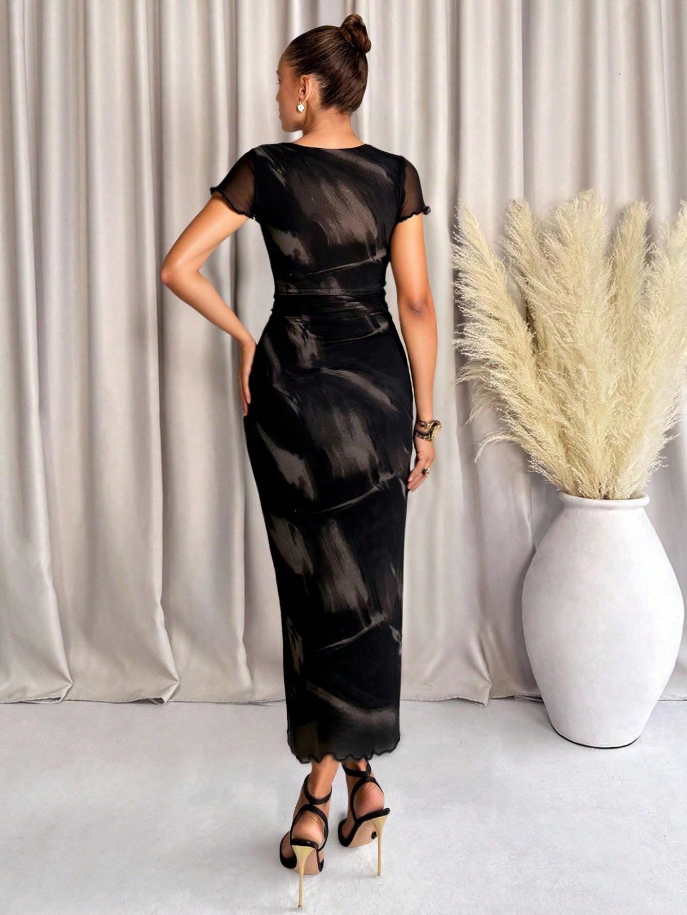 SHEIN Lavishia Women's Fashionable Printed Short Sleeve Dress, Spring/Summer Women S Clothes Summer Dresses For Women