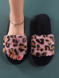 SHEIN Leopard Pattern Fuzzy Bedroom Slippers