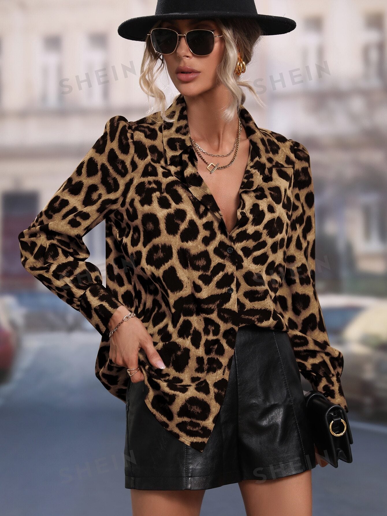  | SHEIN Leopard Print Puff Sleeve Shirt | Blouse | Shein | OneHub