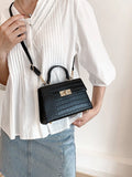  | SHEIN Lightweight,Business Casual Mini Crocodile Embossed Twist Lock Flap Square Bag | Bags | Shein | OneHub