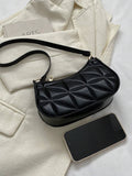  | SHEIN Lightweight,Business Casual New Arrival Ladies' Black Pu Material Plaid Zipper Shoulder Bag | Bags | Shein | OneHub