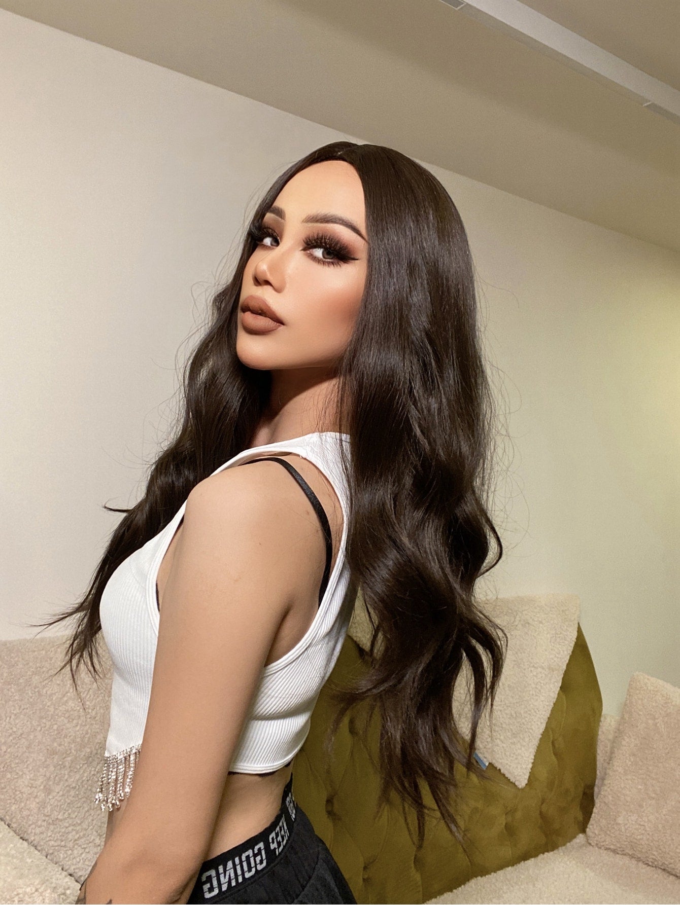  | SHEIN  Long Wavy Wig for Women 24inch Dark brown Wig Middle Part Wig Natural Looking Hair Replacement Wig for Daily Party Use | Hair Accessories | Shein | OneHub