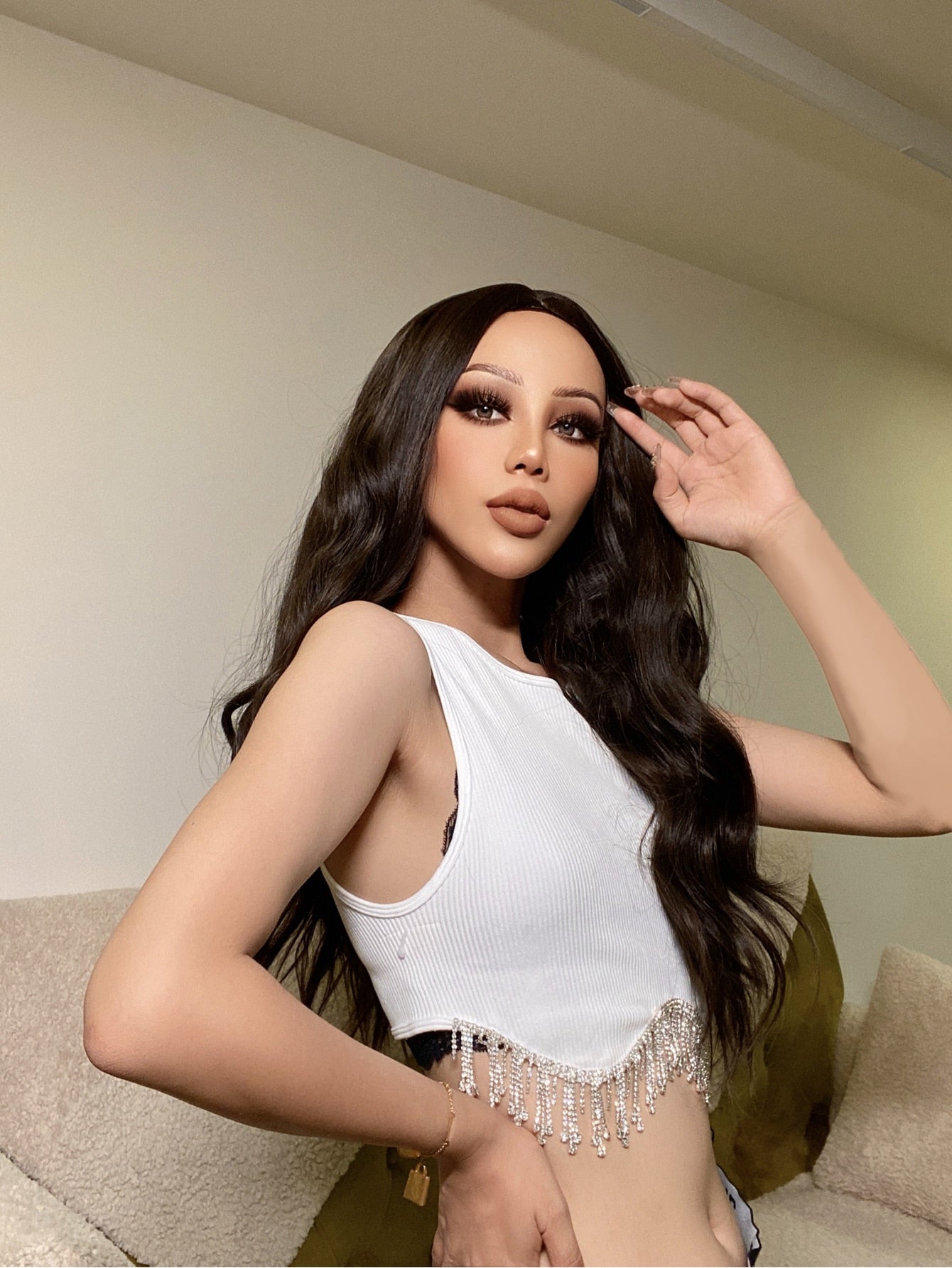  | SHEIN  Long Wavy Wig for Women 24inch Dark brown Wig Middle Part Wig Natural Looking Hair Replacement Wig for Daily Party Use | Hair Accessories | Shein | OneHub