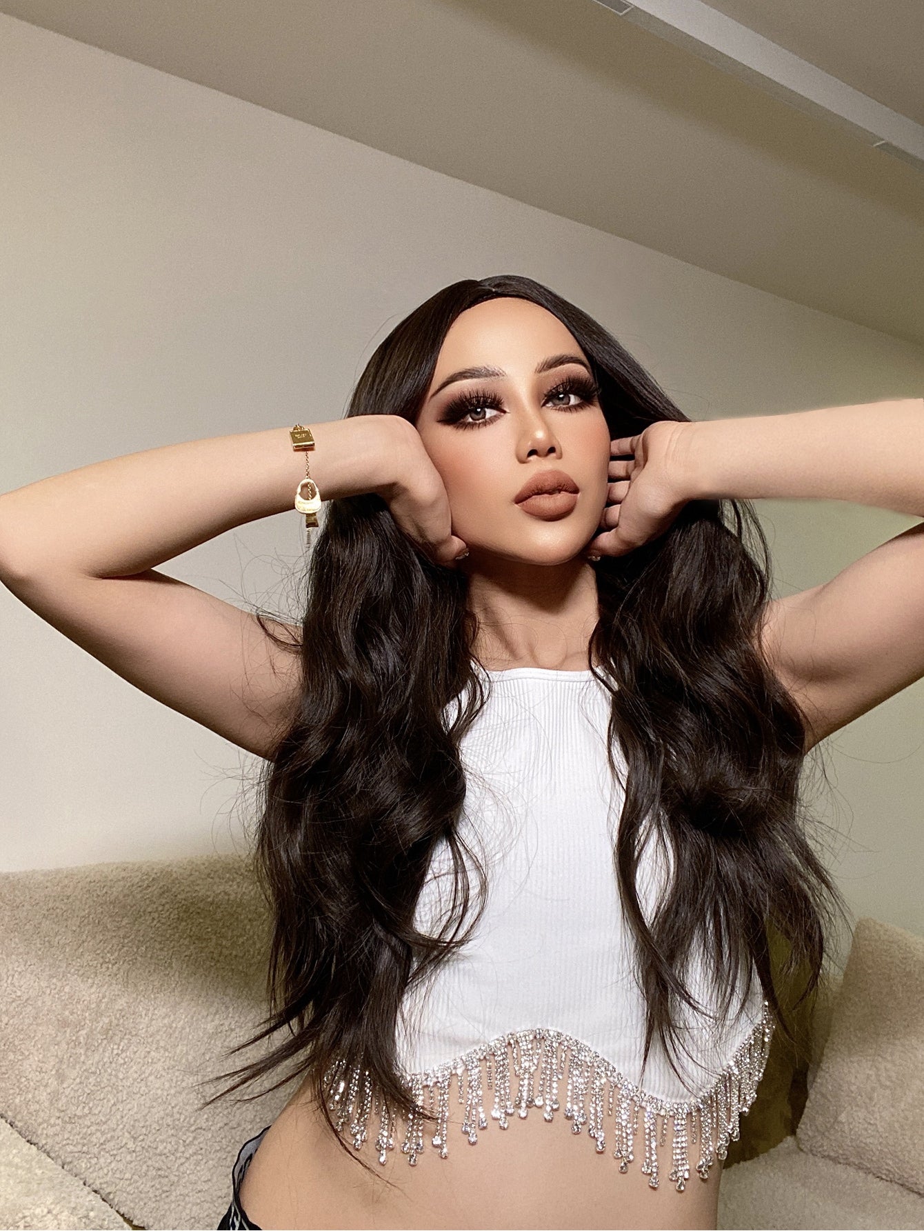  | SHEIN  Long Wavy Wig for Women 24inch Dark brown Wig Middle Part Wig Natural Looking Hair Replacement Wig for Daily Party Use | Hair Accessories | Shein | OneHub