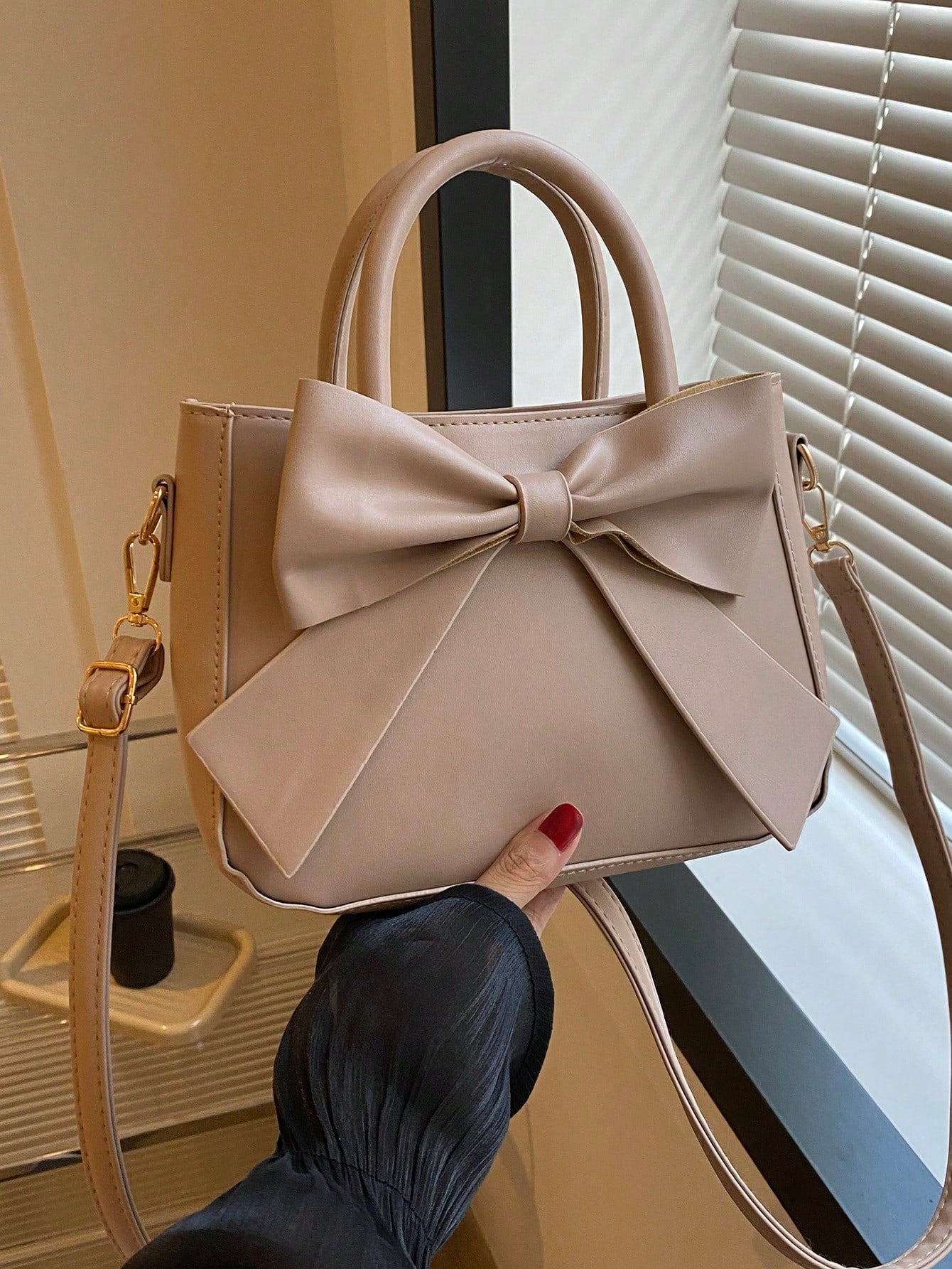  | SHEIN Luxurious Bow Decor Handbag - Women's Double Handle Purse, Small Faux Leather Crossbody Bag for Fashionable Women | Bags | Shein | OneHub