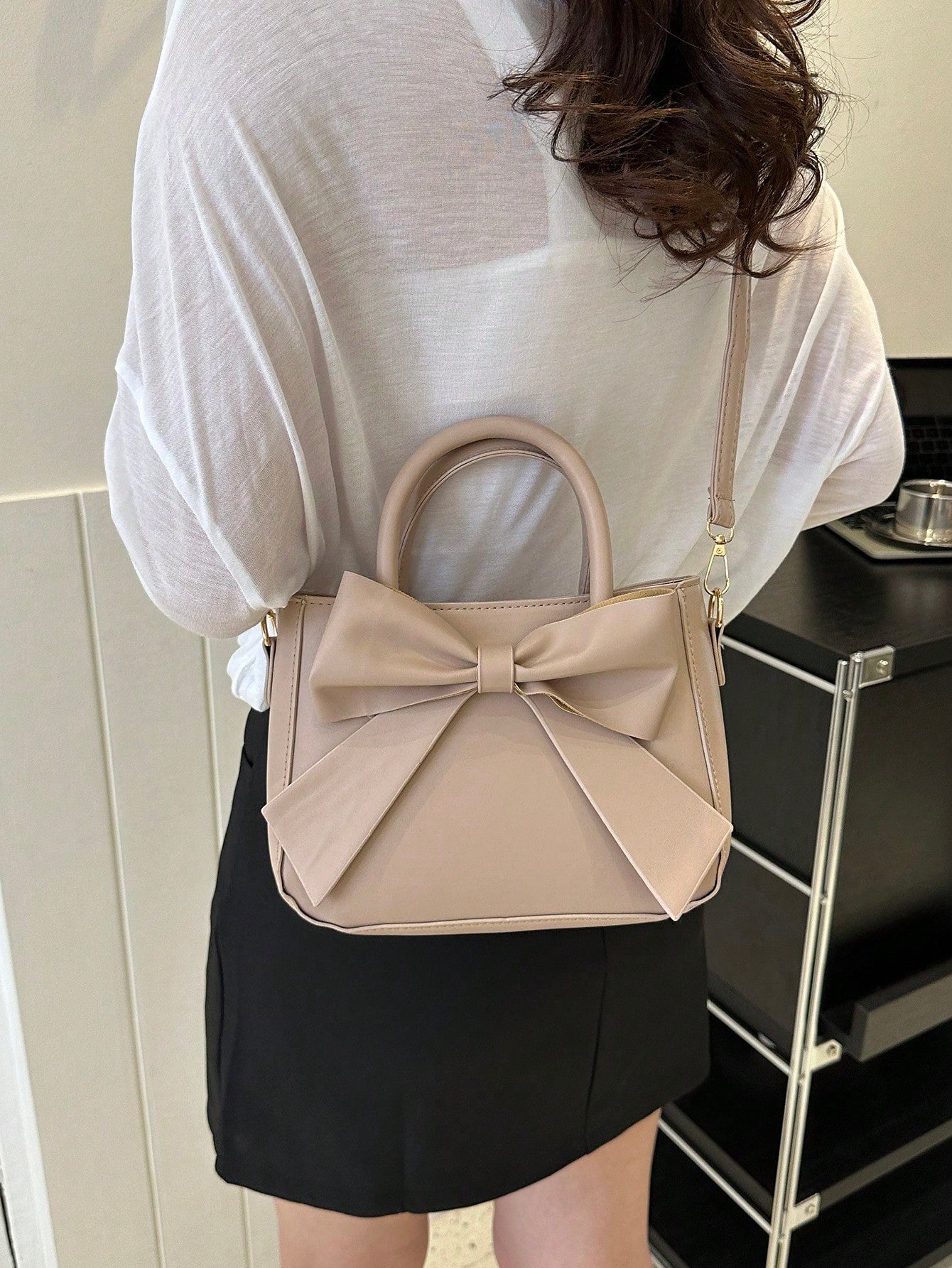  | SHEIN Luxurious Bow Decor Handbag - Women's Double Handle Purse, Small Faux Leather Crossbody Bag for Fashionable Women | Bags | Shein | OneHub