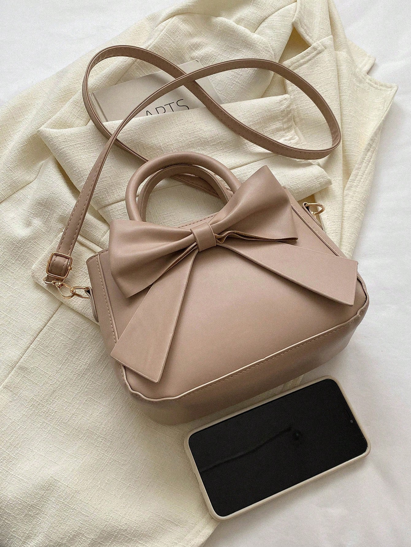 | SHEIN Luxurious Bow Decor Handbag - Women's Double Handle Purse, Small Faux Leather Crossbody Bag for Fashionable Women | Bags | Shein | OneHub