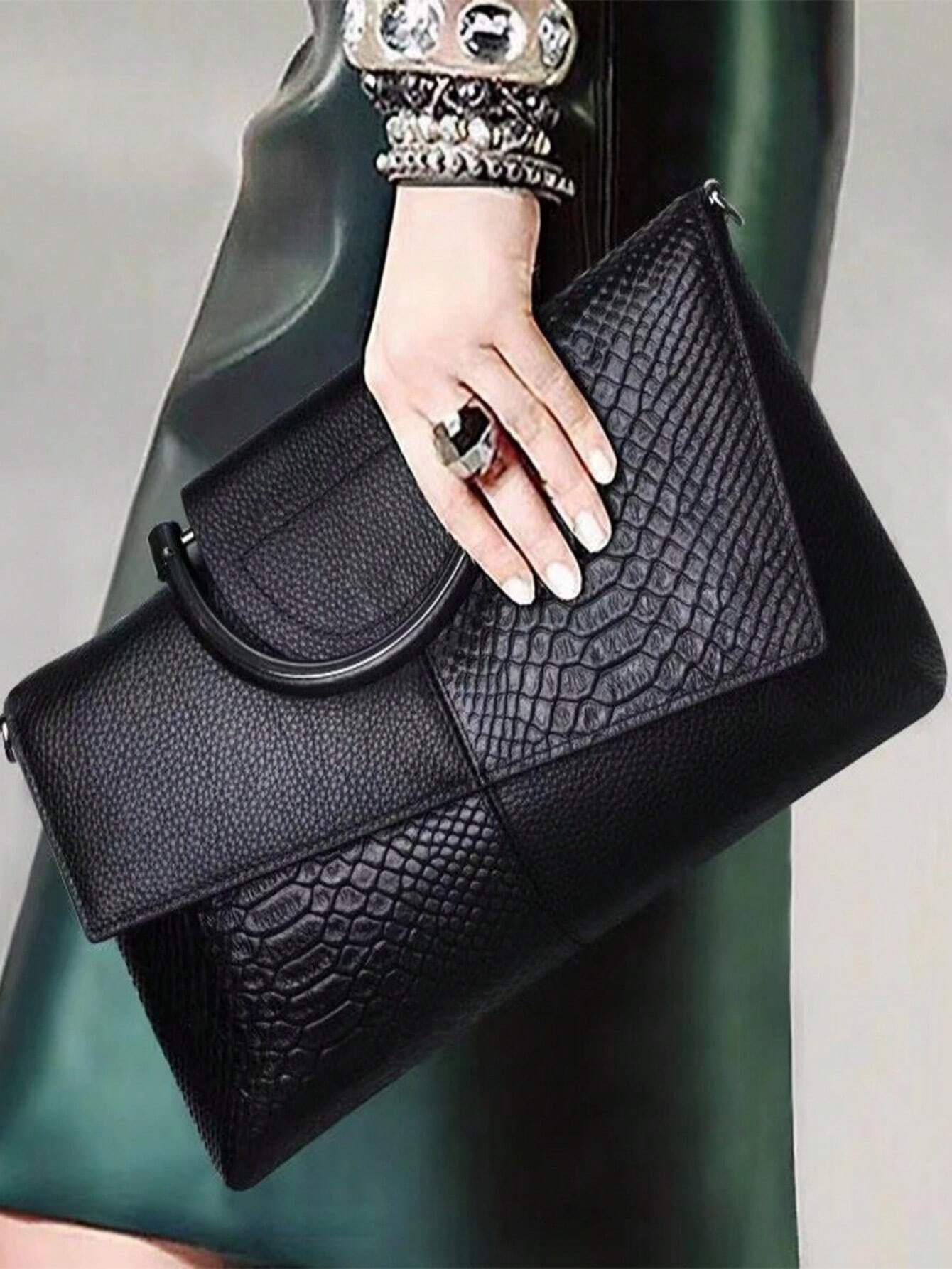  | SHEIN Luxury Crocodile Pattern Pu Leather Crossbody Bag | Bags | Shein | OneHub