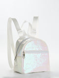 SHEIN Mini Holographic Classic Backpack Sequin Decor, Portable,Lightweight School Bag