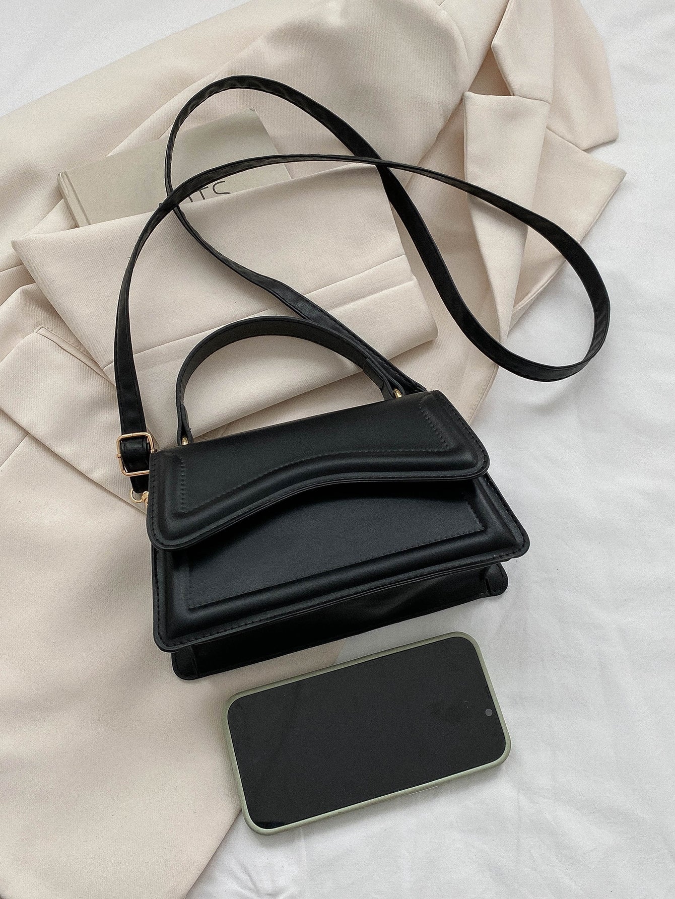  | SHEIN Mini Square Bag Solid Black Top Handle Flap Design | Bags | Shein | OneHub