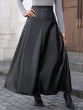 SHEIN Mobula Sound Elegant Women's Spring/Summer Sexy Music Festival Versatile Casual Fashion PU A-Line Skirt