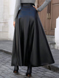 SHEIN Mobula Sound Elegant Women's Spring/Summer Sexy Music Festival Versatile Casual Fashion PU A-Line Skirt