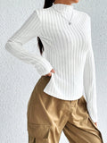  | SHEIN Mock Neck Ribbed Knit Tee | Sweater | Shein | OneHub