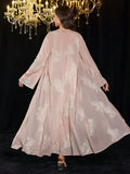 SHEIN Modelyn 2pcs Embroidered Sequin Solid Elegant Romantic Sheer Sleeve Dress Set