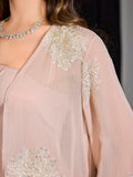 SHEIN Modelyn 2pcs Embroidered Sequin Solid Elegant Romantic Sheer Sleeve Dress Set