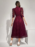 | SHEIN Modelyn Lace Panel Buttoned Detailing Waist Cinched Vintage Dress, Elegant Evening Party Dress | Dress | Shein | OneHub
