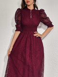  | SHEIN Modelyn Lace Panel Buttoned Detailing Waist Cinched Vintage Dress, Elegant Evening Party Dress | Dress | Shein | OneHub
