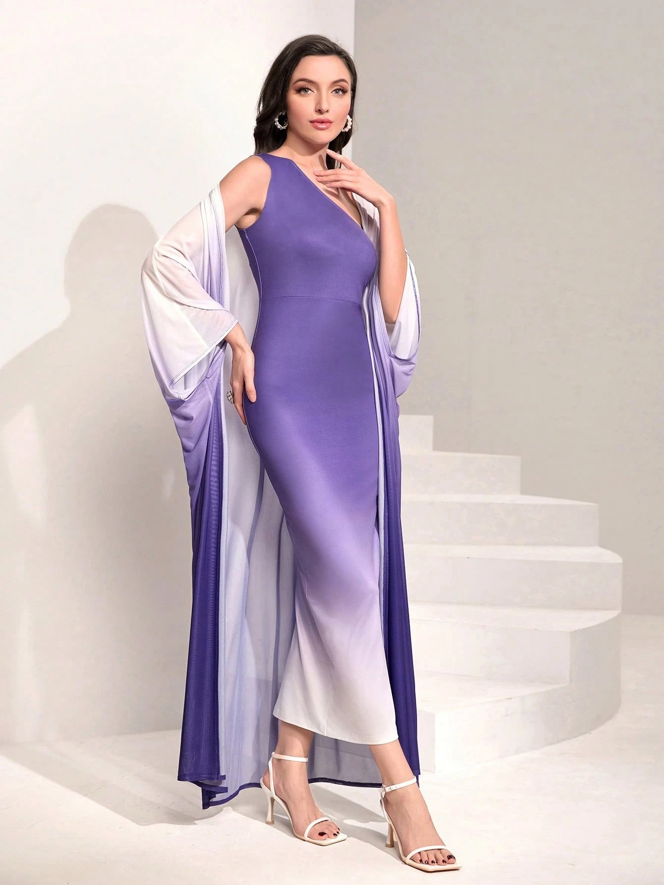  | SHEIN Modelyn Ombre Shoulder Sloping Dress With Coat Evening Dress 2 Piece Set | Dress | Shein | OneHub