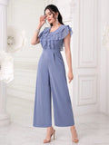  | SHEIN Modely Ruffle Trim Wide Leg Jumpsuit | Jumpsuit | Shein | OneHub