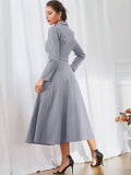 SHEIN Modelyn Solid Color Shawl Collar Double Breasted Blouse And Skirt Suit 2 Pieces Set