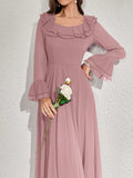  | SHEIN Modelyn Women's Solid Color Ruffled Flare Sleeve Maxi Elegant Dress Long Evening Dresses | Dress | Shein | OneHub