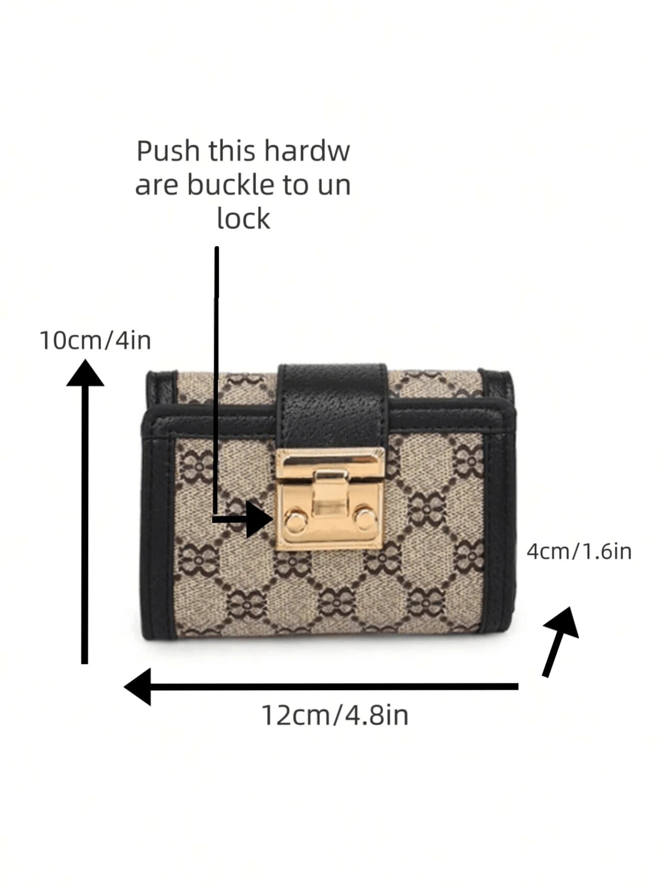  | SHEIN New Arrival Women's Short Wallet With Black Flower Pattern Print Anti-Theft Card Holder For Id Credit Card Fashionable Golden Square Lock & Multiple Card Slots And Portable Design Business Casual For Women Wallet Purse Wallet Small Wallet | Wallet | Shein | OneHub