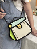 SHEIN New Cute Cartoon Anime Girly Handbag Fashionable Color Block Portable Metal Chain Shoulder Crossbody Bag Simple And Stylish Cake Bag Suitable For Commuting, Daily Outings, Shopping And Dating.