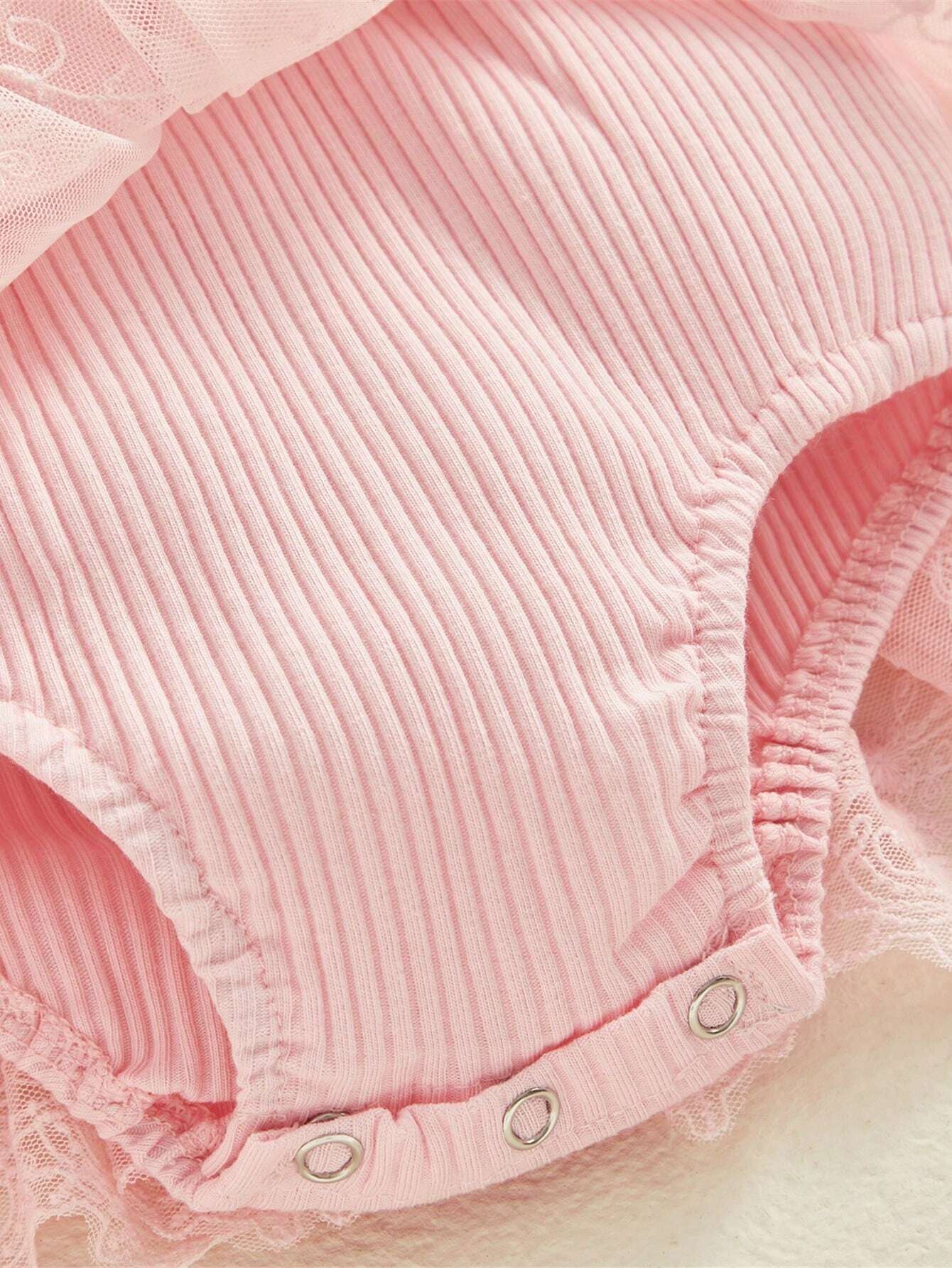 SHEIN Newborn Baby Girl Romper Dress Short Sleeve Mesh Tutu Dress Lace Mesh Dress Bodysuits With Headband Sets