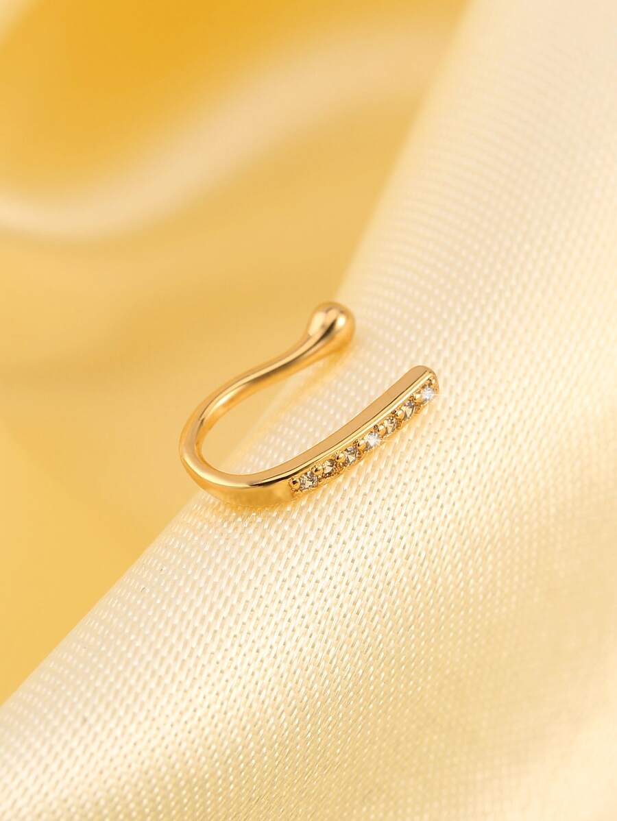  | SHEIN Nooxian 1pc Cyberpunk Style U-Shaped Zirconia Nose Ring, Gold-Tone Nose Piercing Decoration Accessory | Nose Ring | Shein | OneHub