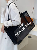  | SHEIN Nylon Material Alphabet Printed Beach Mesh Tote Bag With Beach Bag | Bags | Shein | OneHub