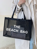  | SHEIN Nylon Material Alphabet Printed Beach Mesh Tote Bag With Beach Bag | Bags | Shein | OneHub
