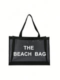  | SHEIN Nylon Material Alphabet Printed Beach Mesh Tote Bag With Beach Bag | Bags | Shein | OneHub