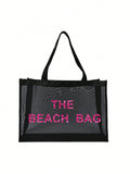  | SHEIN Nylon Material Alphabet Printed Beach Mesh Tote Bag With Beach Bag | Bags | Shein | OneHub