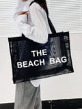  | SHEIN Nylon Material Alphabet Printed Beach Mesh Tote Bag With Beach Bag | Bags | Shein | OneHub