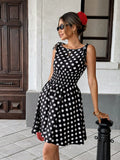  | SHEIN Pariaura Black & White Polka Dot Tied Waist Midi Dress For Women | Dress | Shein | OneHub