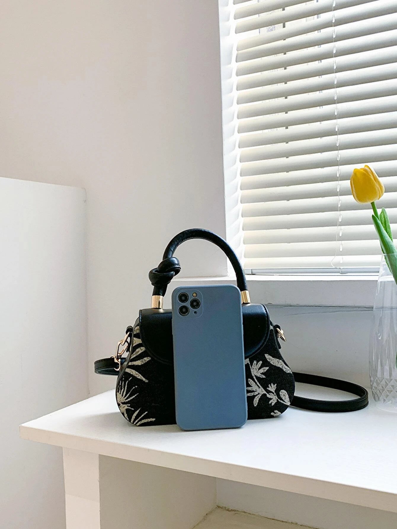  | SHEIN Plant Pattern Buckle Decor Flap Square Bag Handbag | Bags | Shein | OneHub