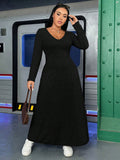  | SHEIN Plus Solid V Neck Ribbed Knit Dress | Dress | Shein | OneHub