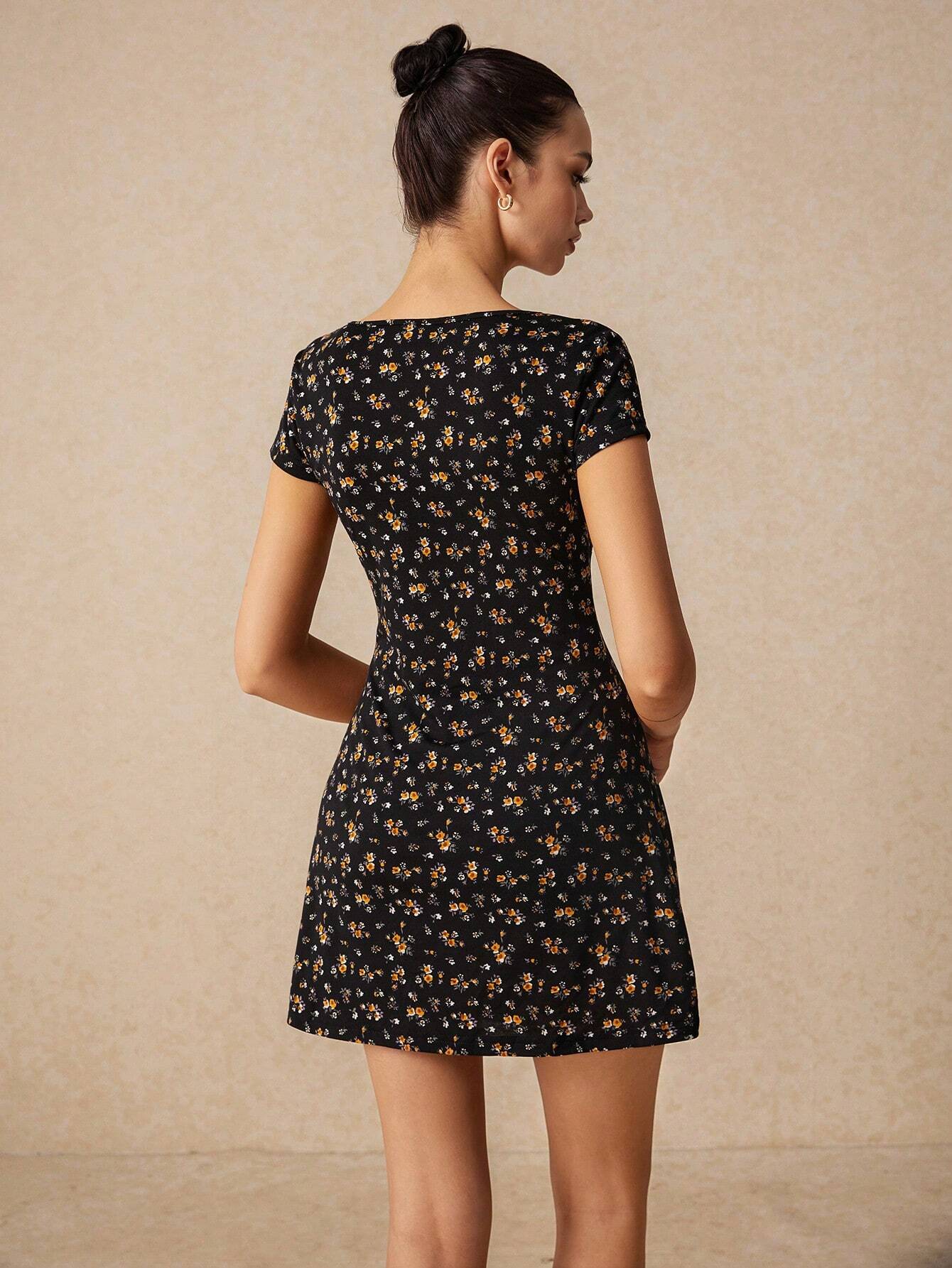  | SHEIN Poéselle Women's Fashion Sweet V-Neck Floral Print A-Line Dress | Dress | Shein | OneHub
