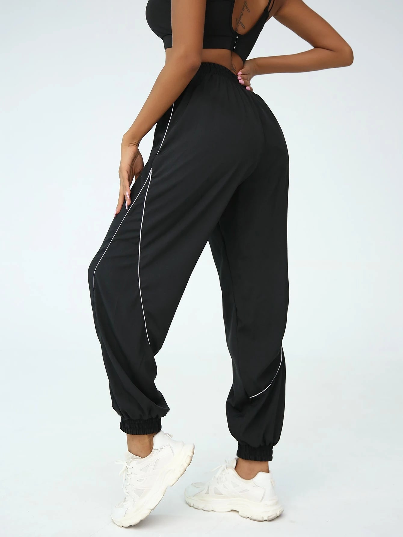 SHEIN  Powerista Contrast Tipping Sports Pants workout